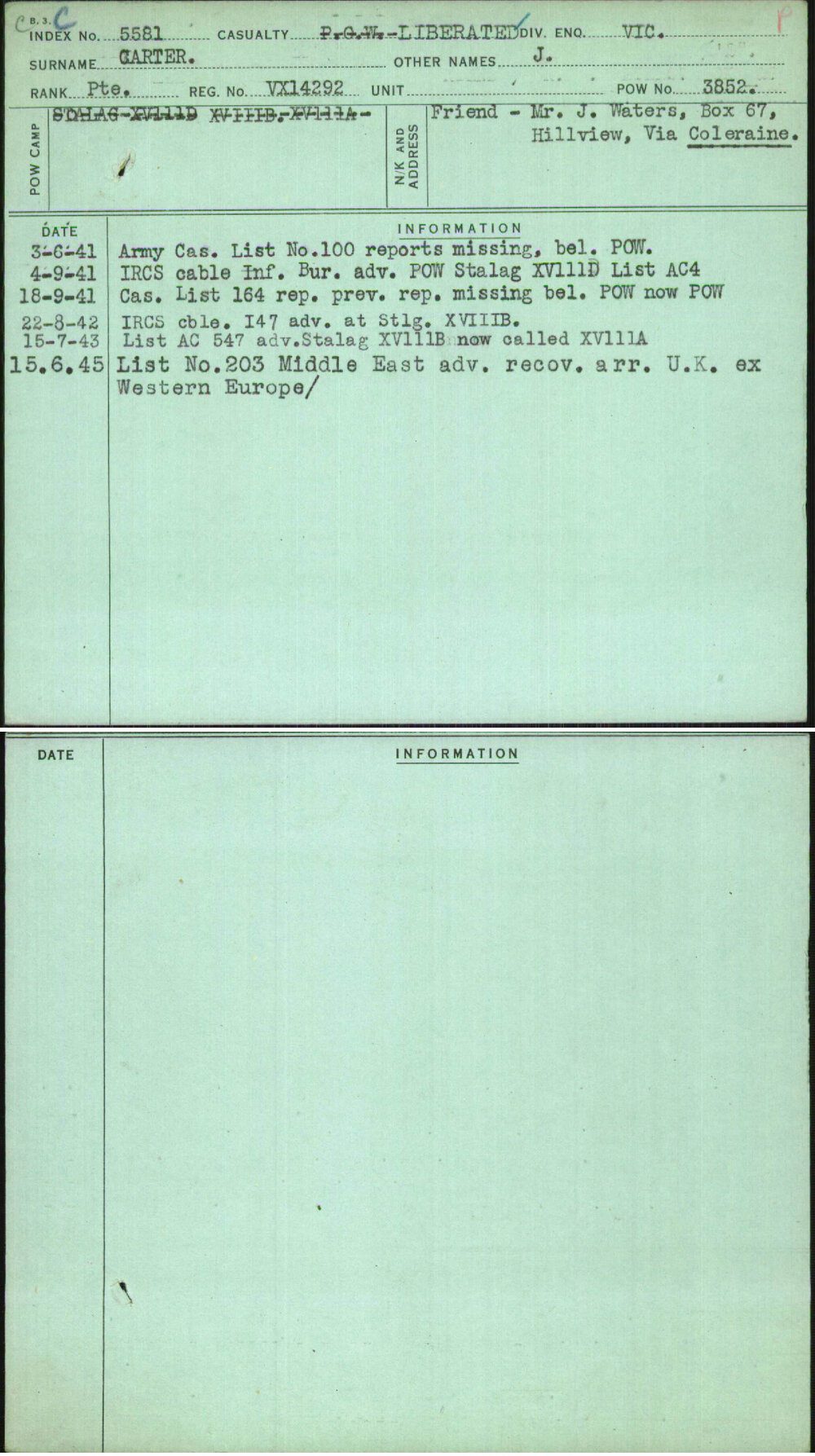 Carter, J, VX14292