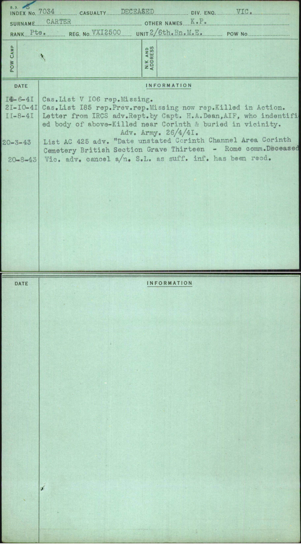 Carter, K P, VX12500