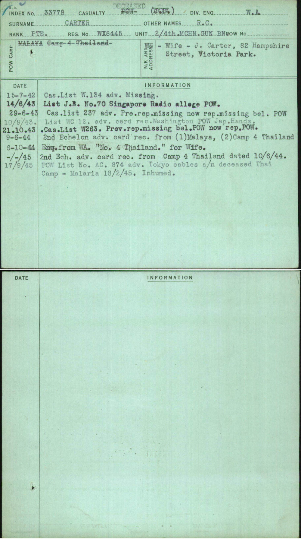 Carter, R C, WX8445