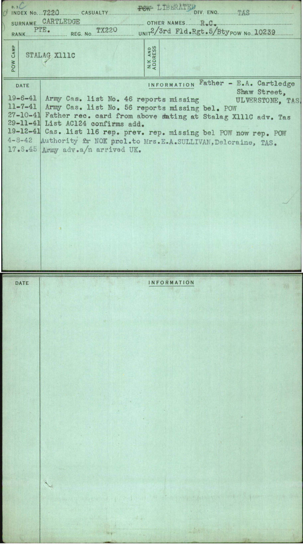 Cartledge, R C, TX220