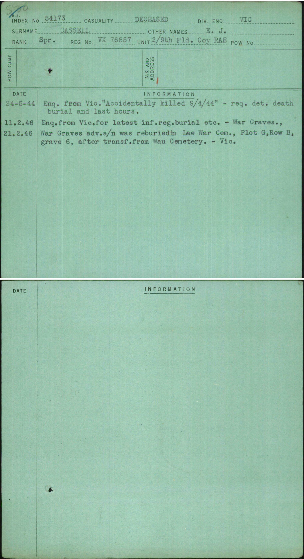 Cassell, E J, VX76857