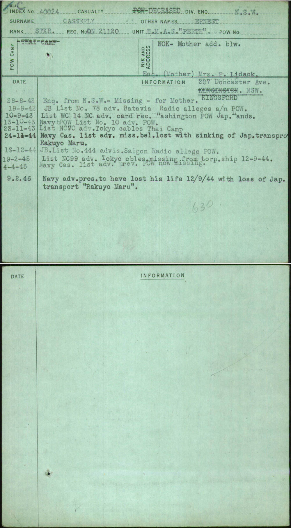 Casserly, Ernest, On21120