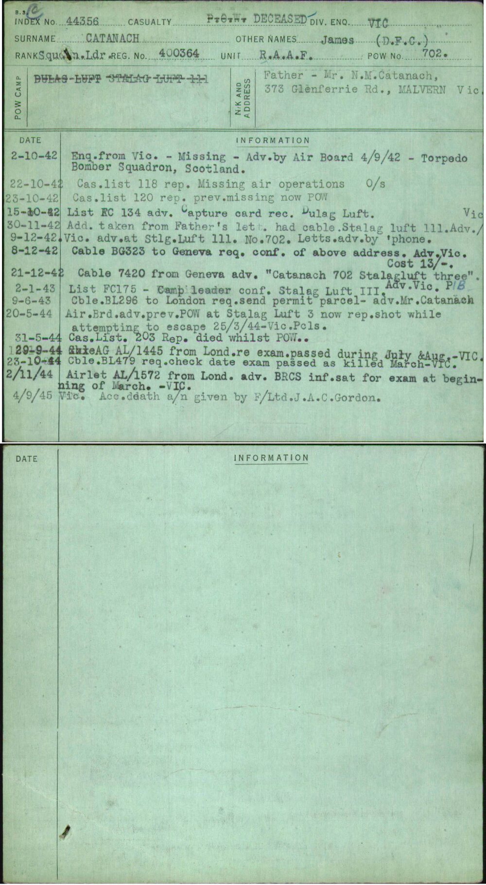 Catanach, James (D F C), 400364