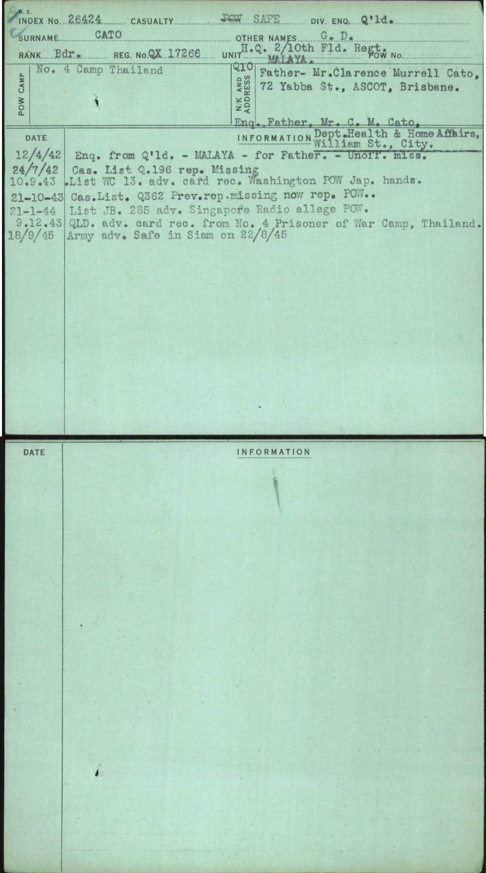 Cato, G D, QX17266