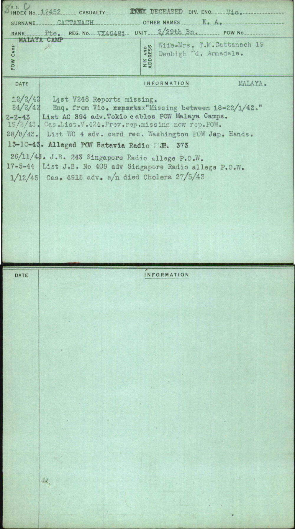 Cattanach, K A, VX46481