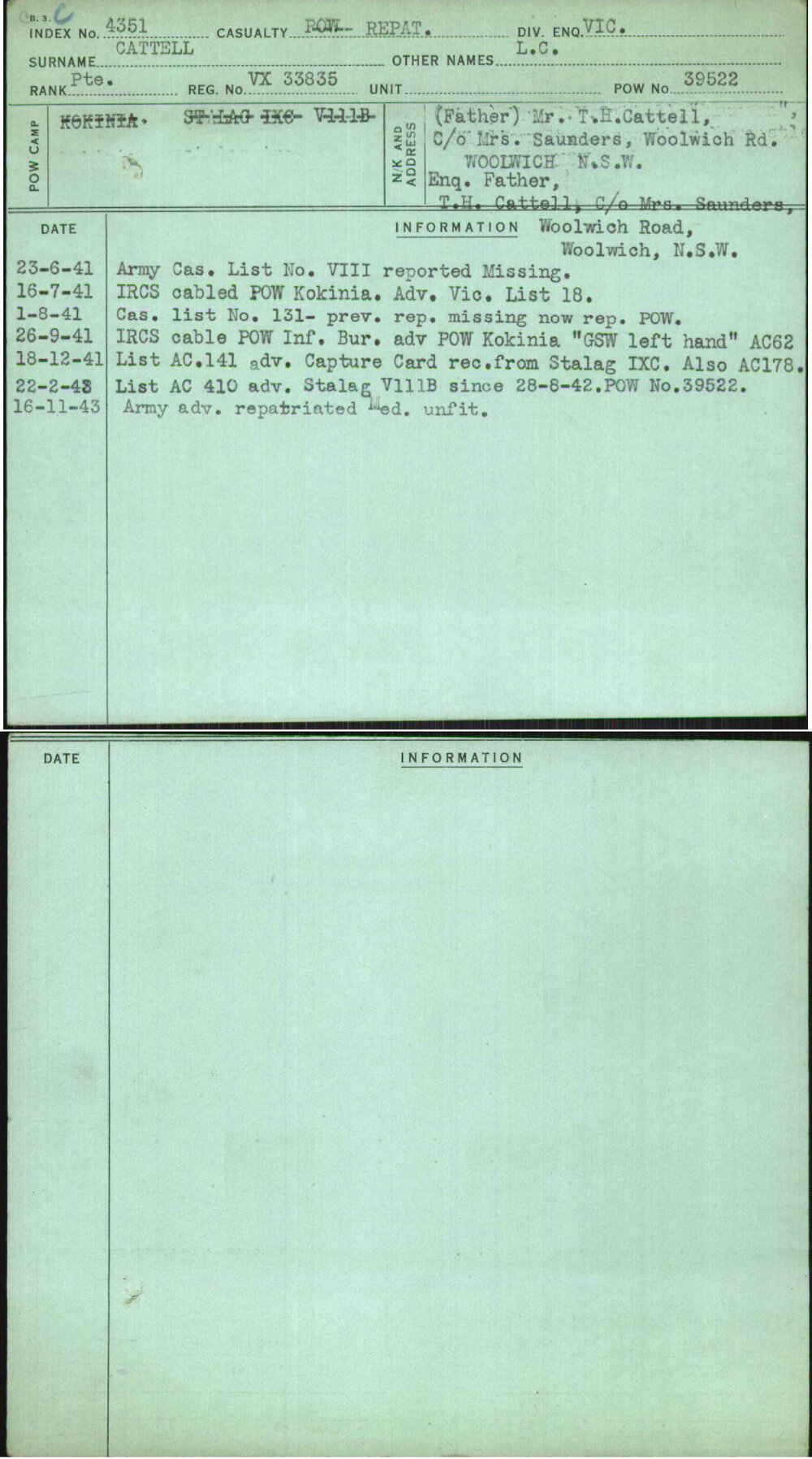 Cattell, L C, VX33835