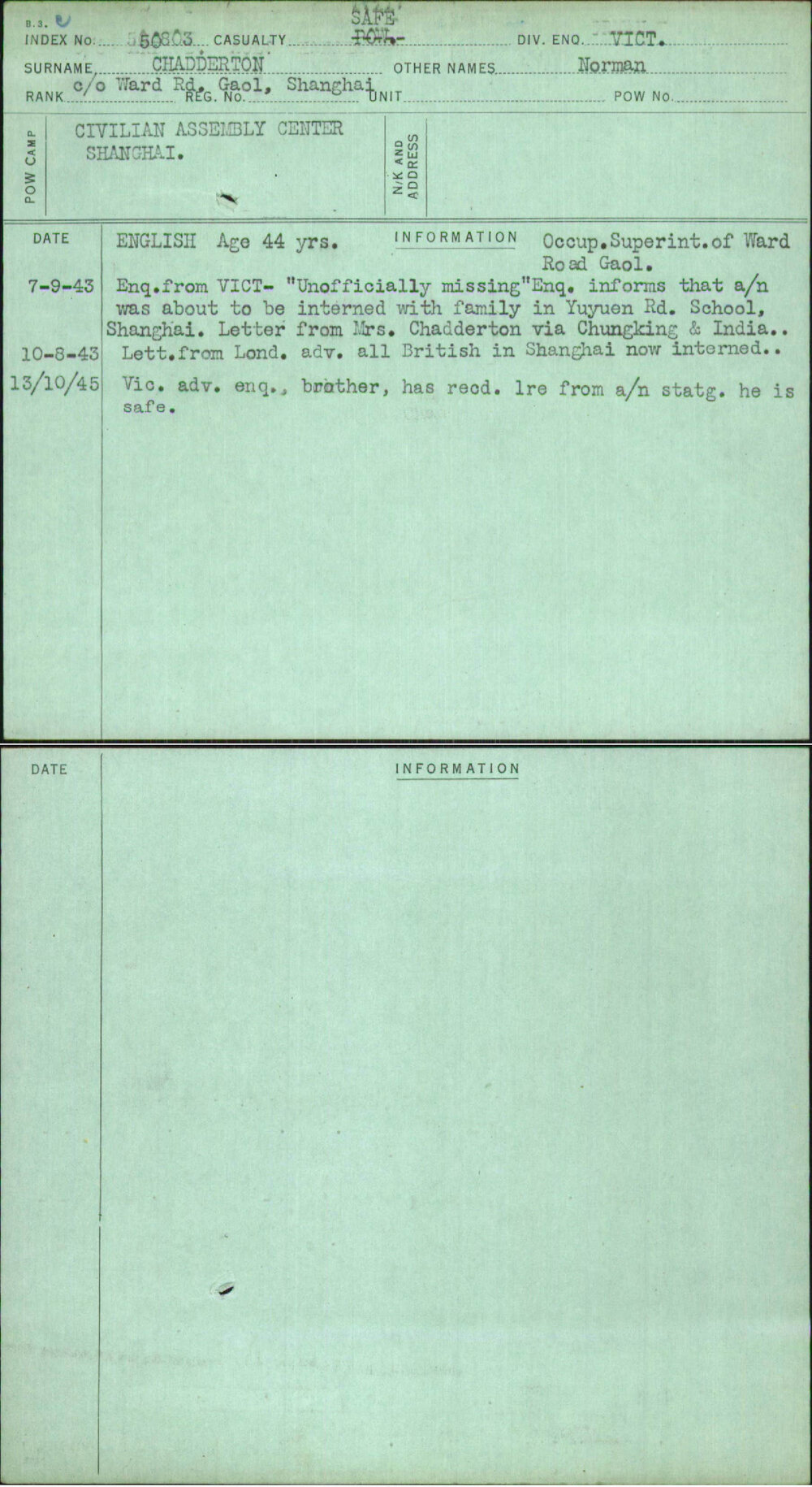 Chadderton, Norman, [No Service Number]