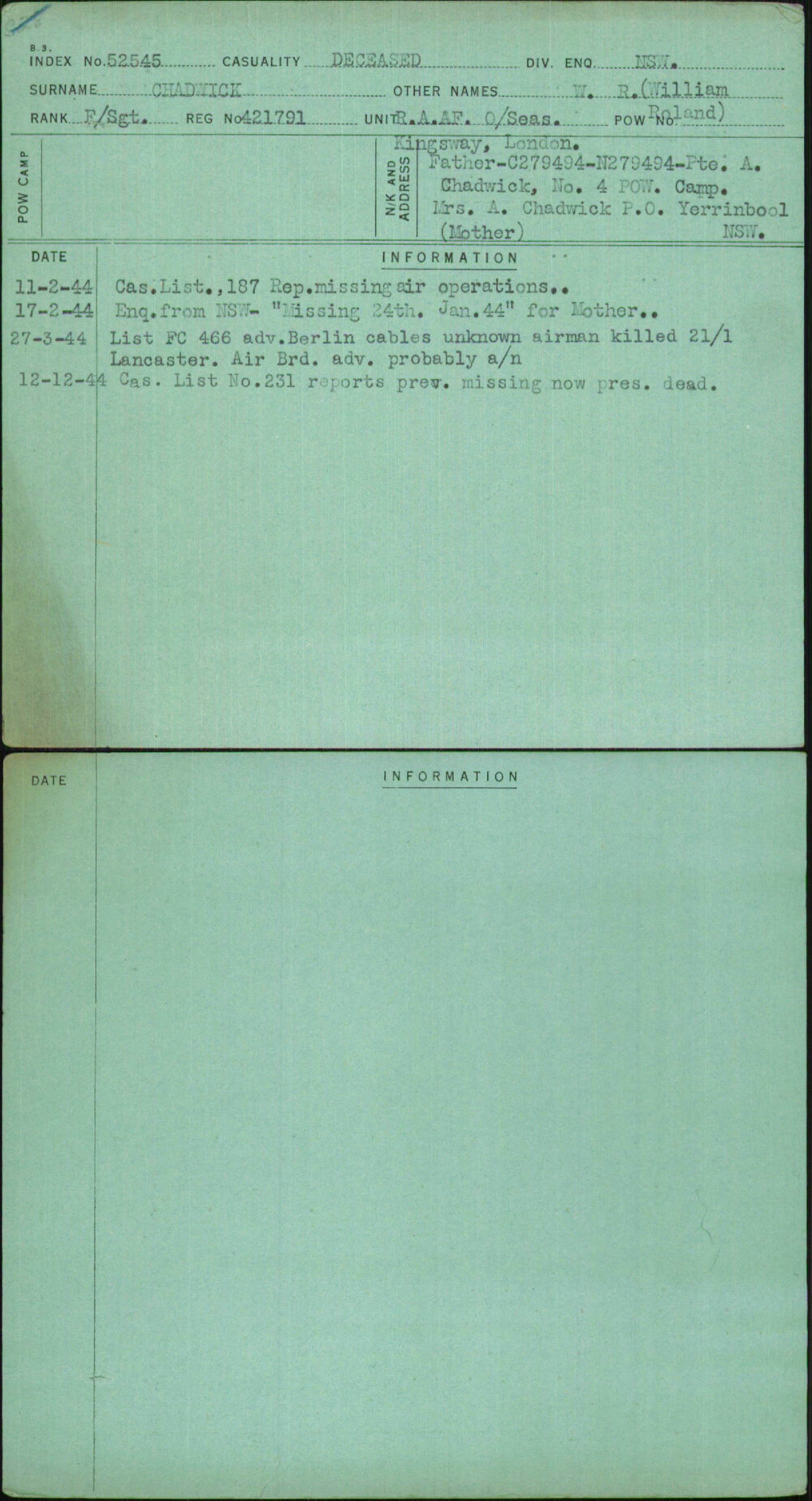 Chadwick, W R (William Roland), 421791