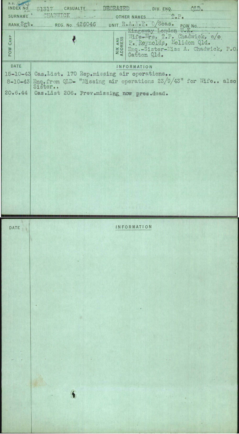 Chadwick, T P, 426046