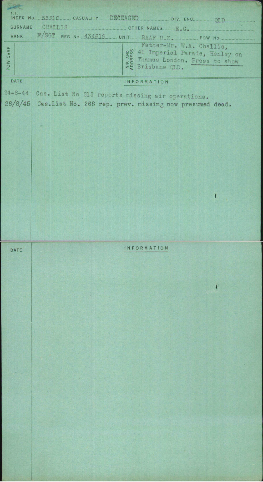 Challis, E G, 434619