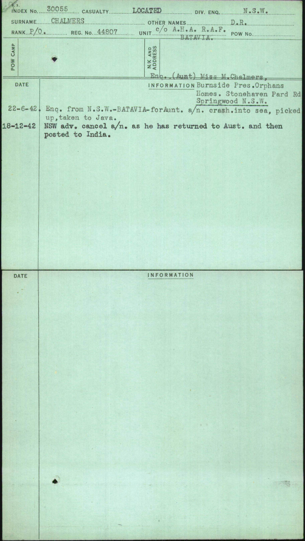 Chalmers, D R, 44807