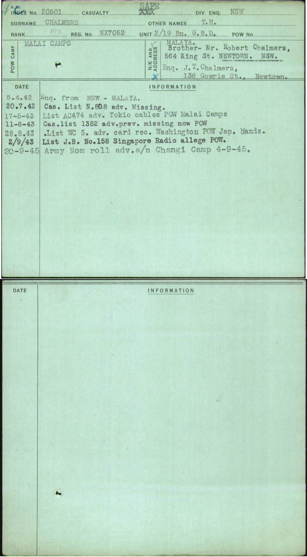 Chalmers, T H, NX7052