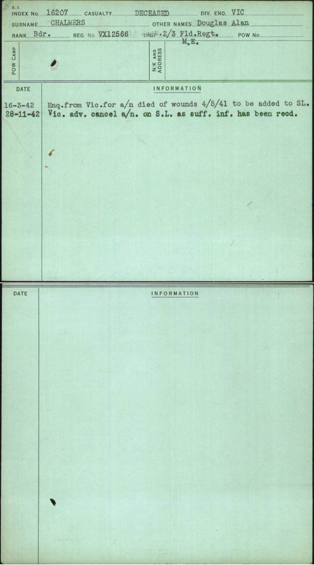 Chalmers, Douglas Alan, VX12566