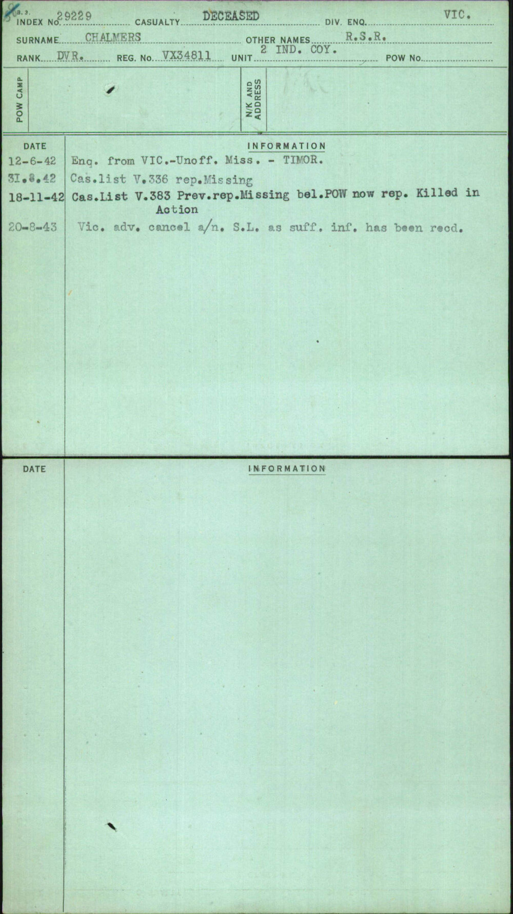 Chalmers, R S R, VX34811