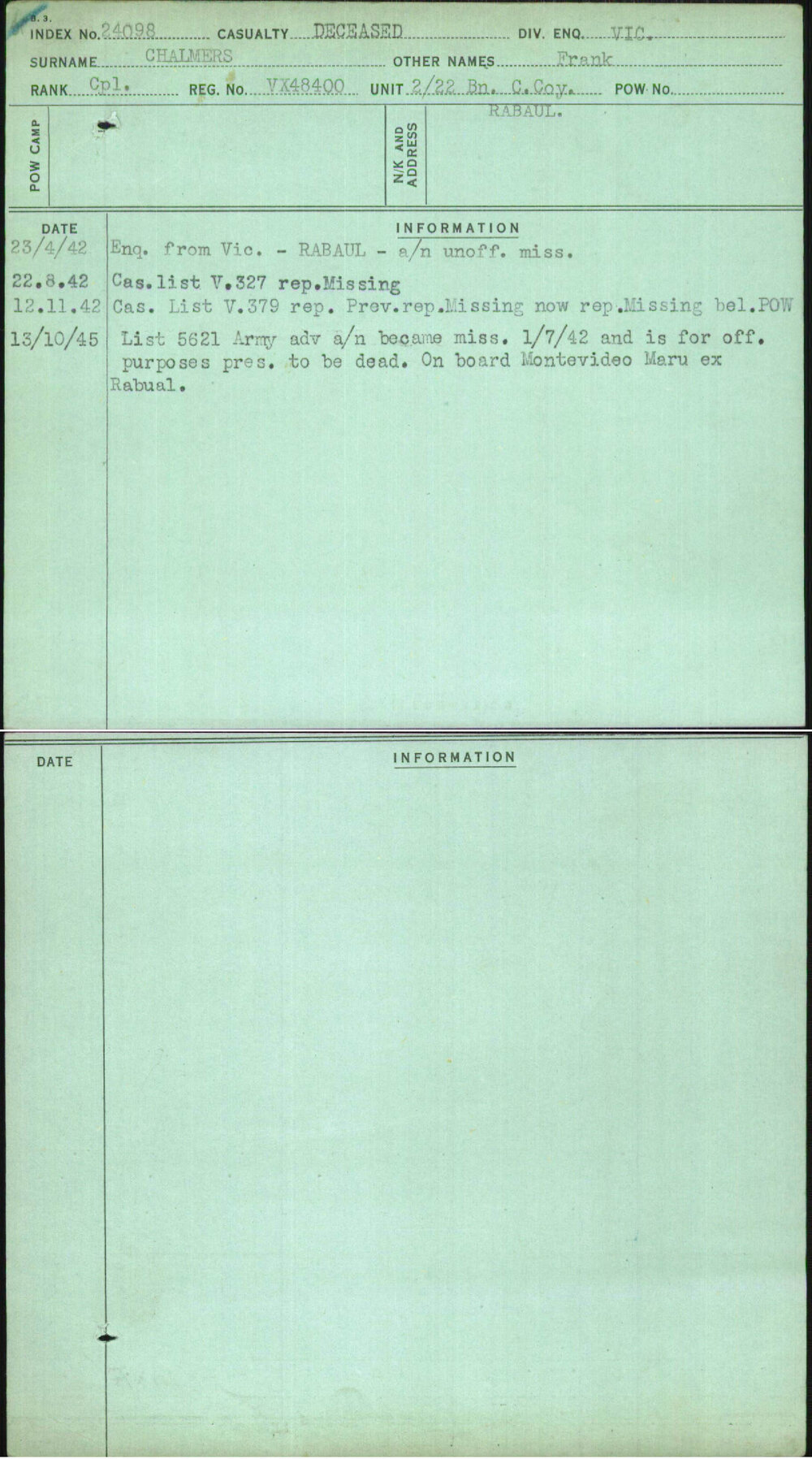 Chalmers, Frank, VX48400