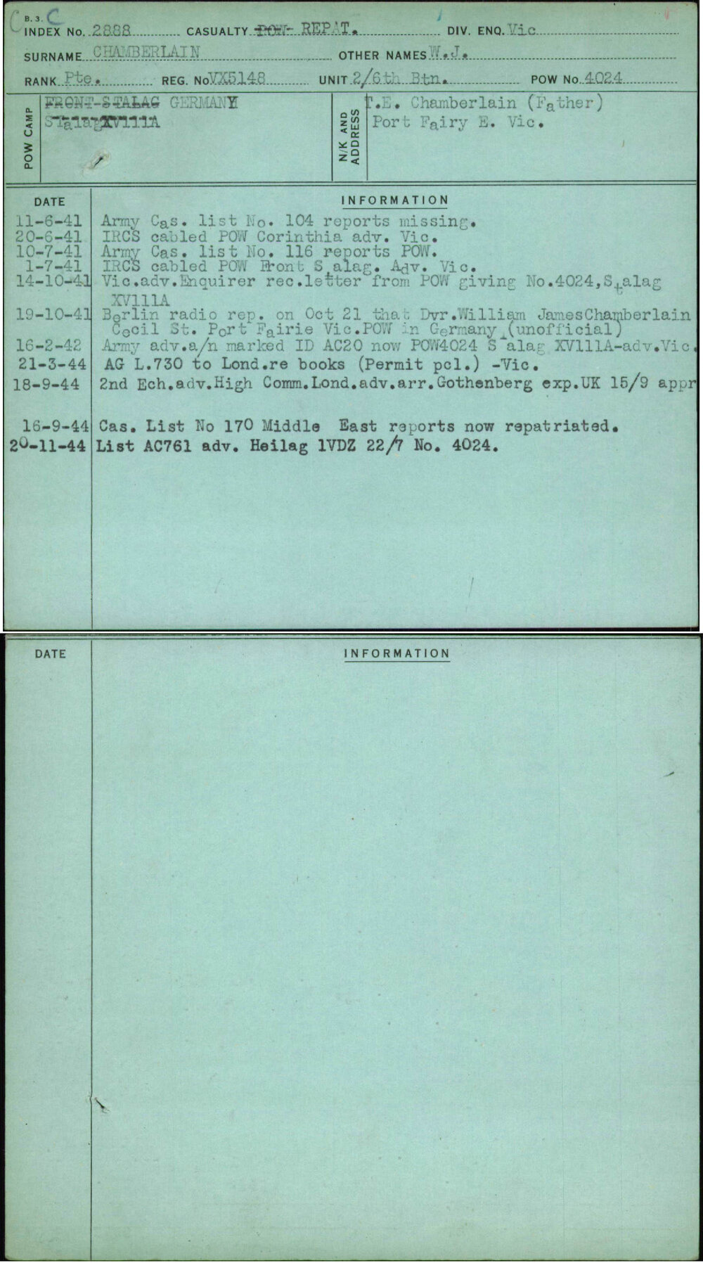 Chamberlain, W J, VX5148