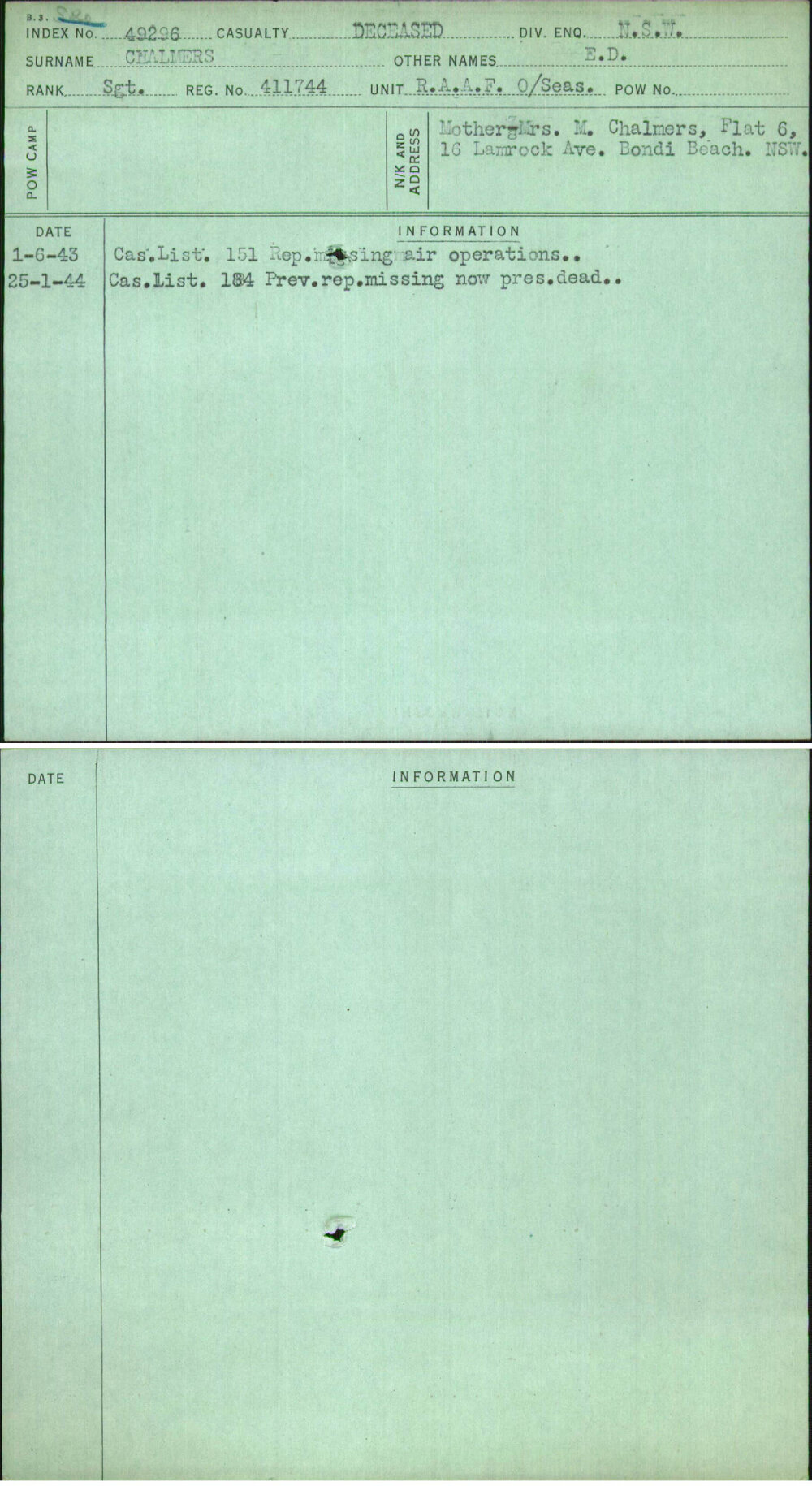 Chalmers, E D, 411744