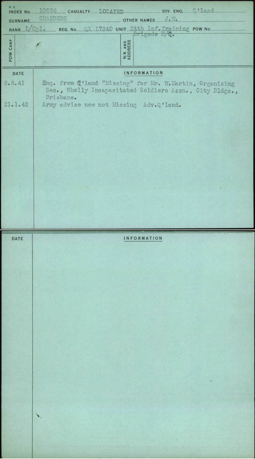 Chambers, J W, QX17340