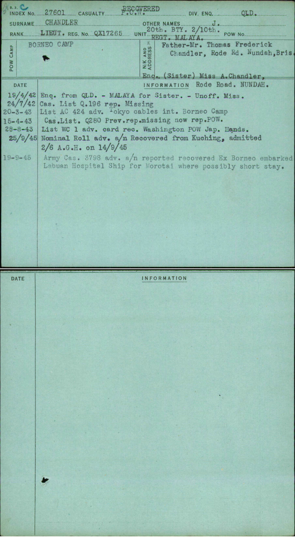 Chandler, J, QX17265