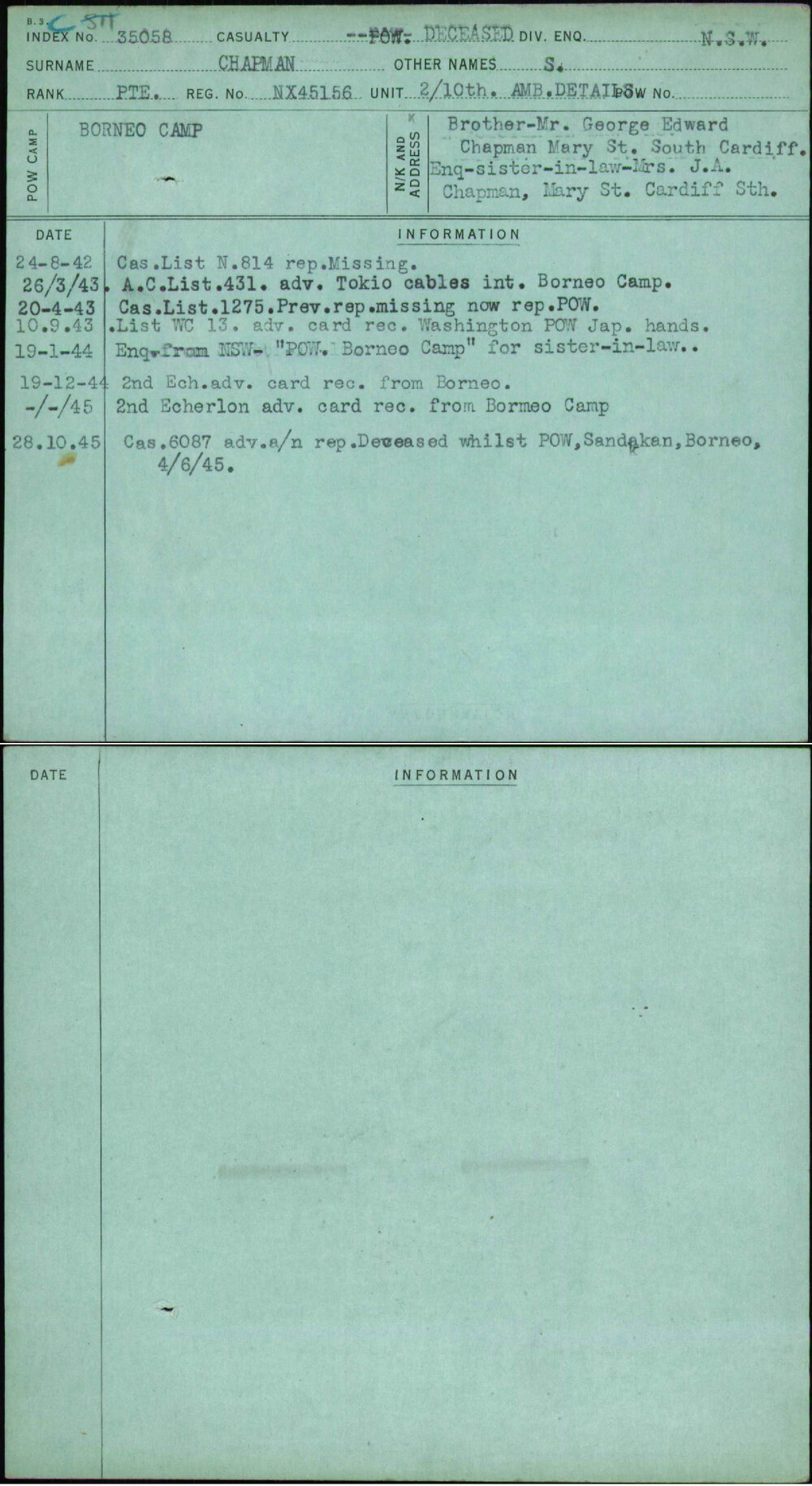 Chapman, S, NX45156