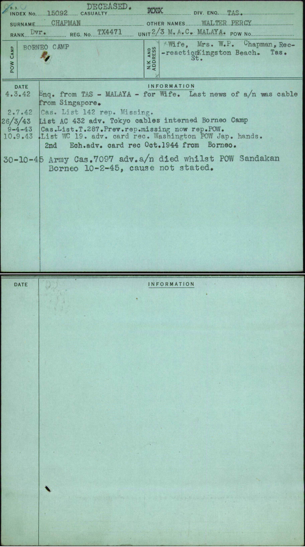 Chapman, Walter Percy, TX4471