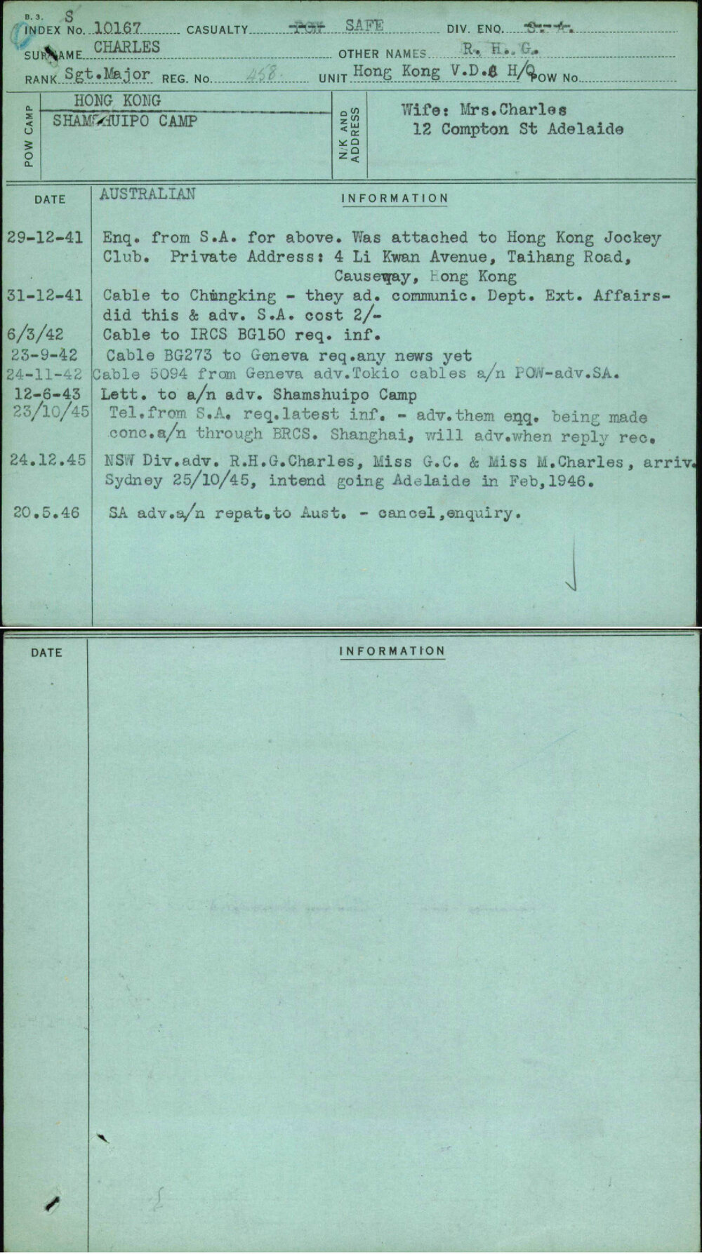 Charles, R H G, 458