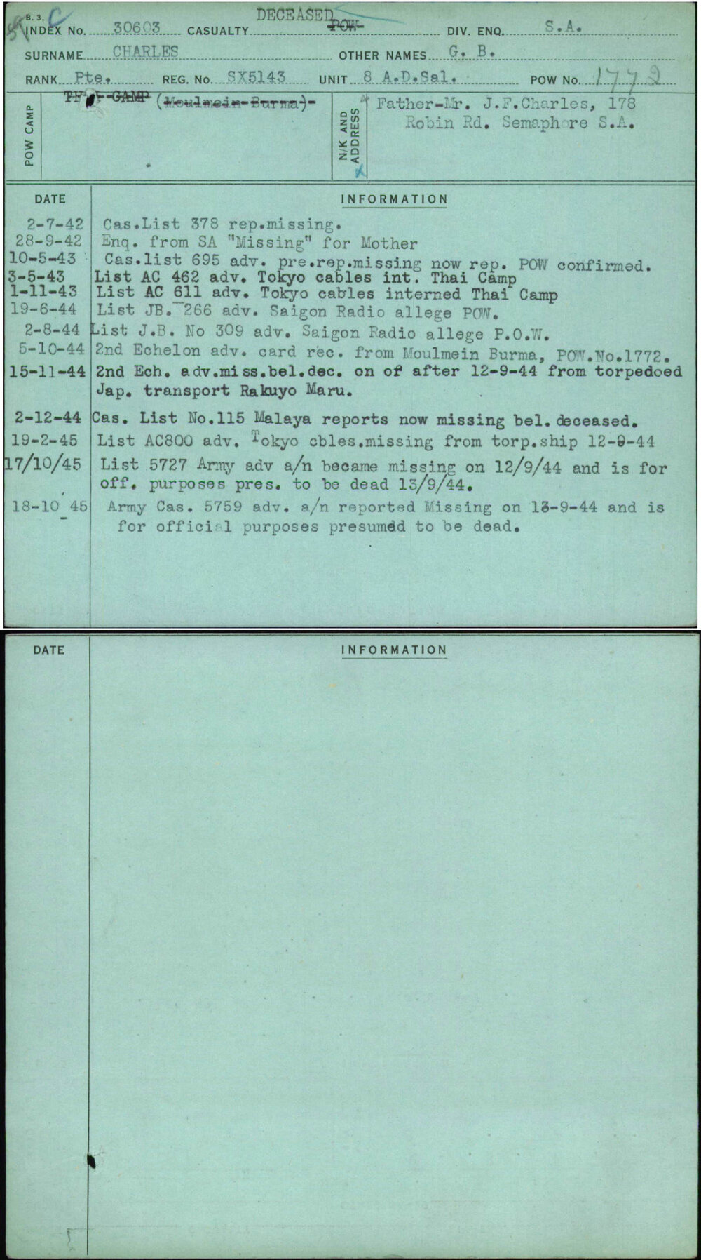 Charles, G B, SX5143