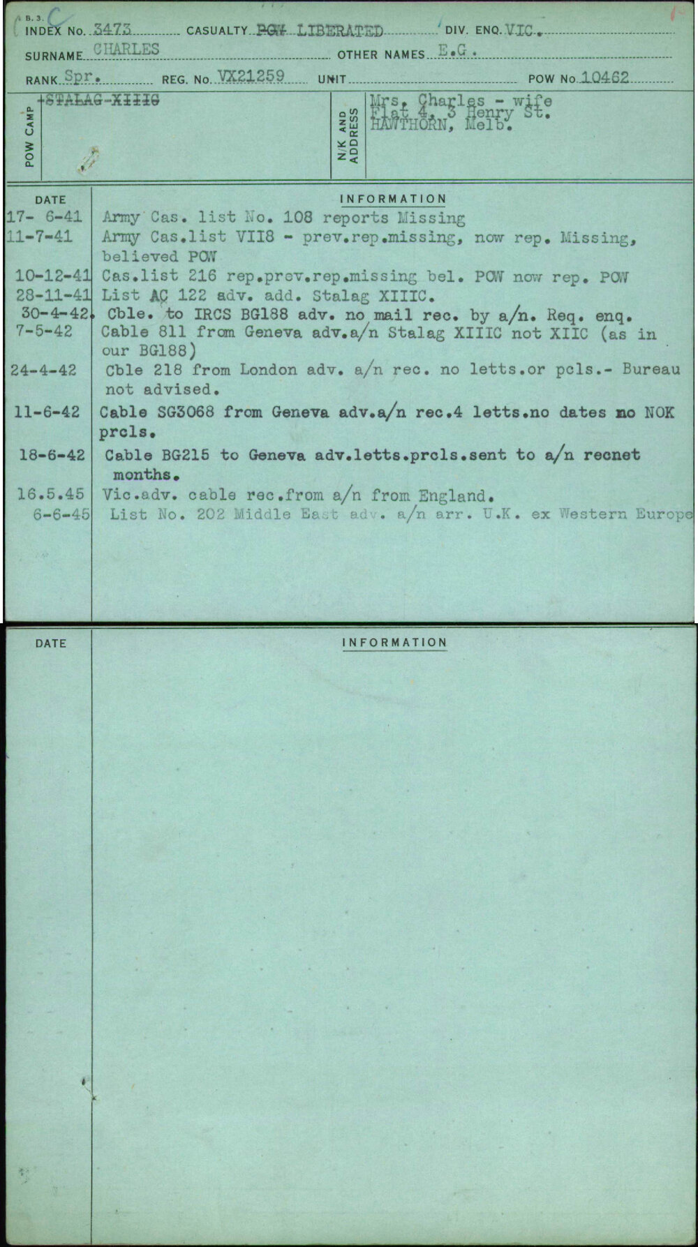 Charles, E G, VX21259