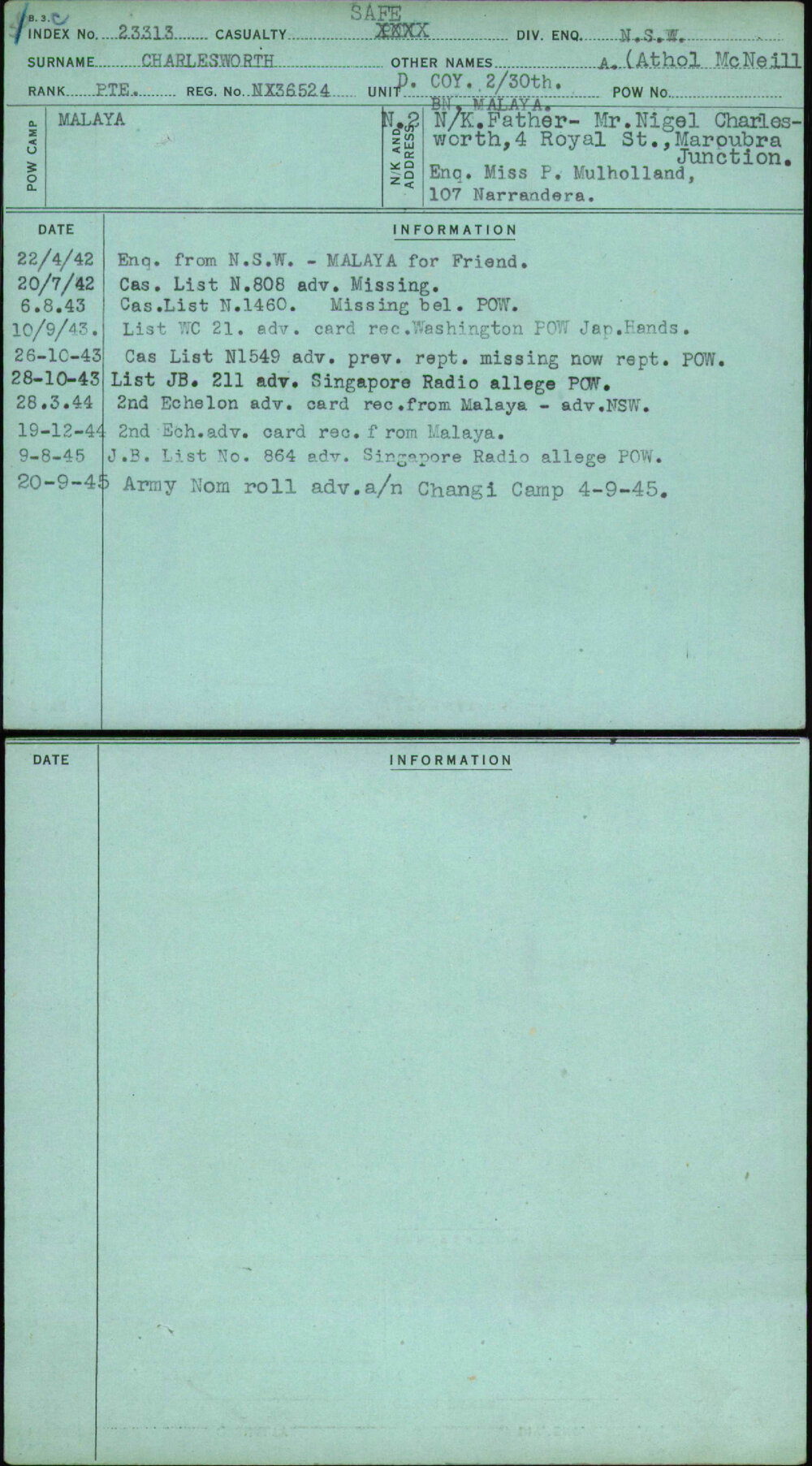 Charlesworth, A (Athol Mcneill, NX36524