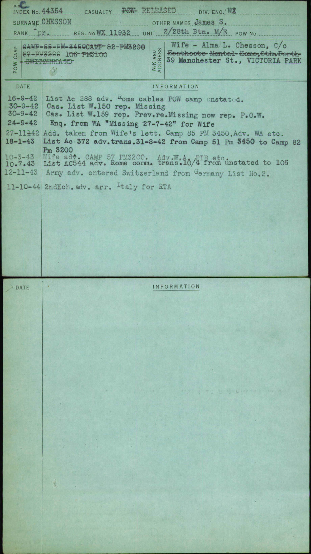 Chesson, James S, WX11932