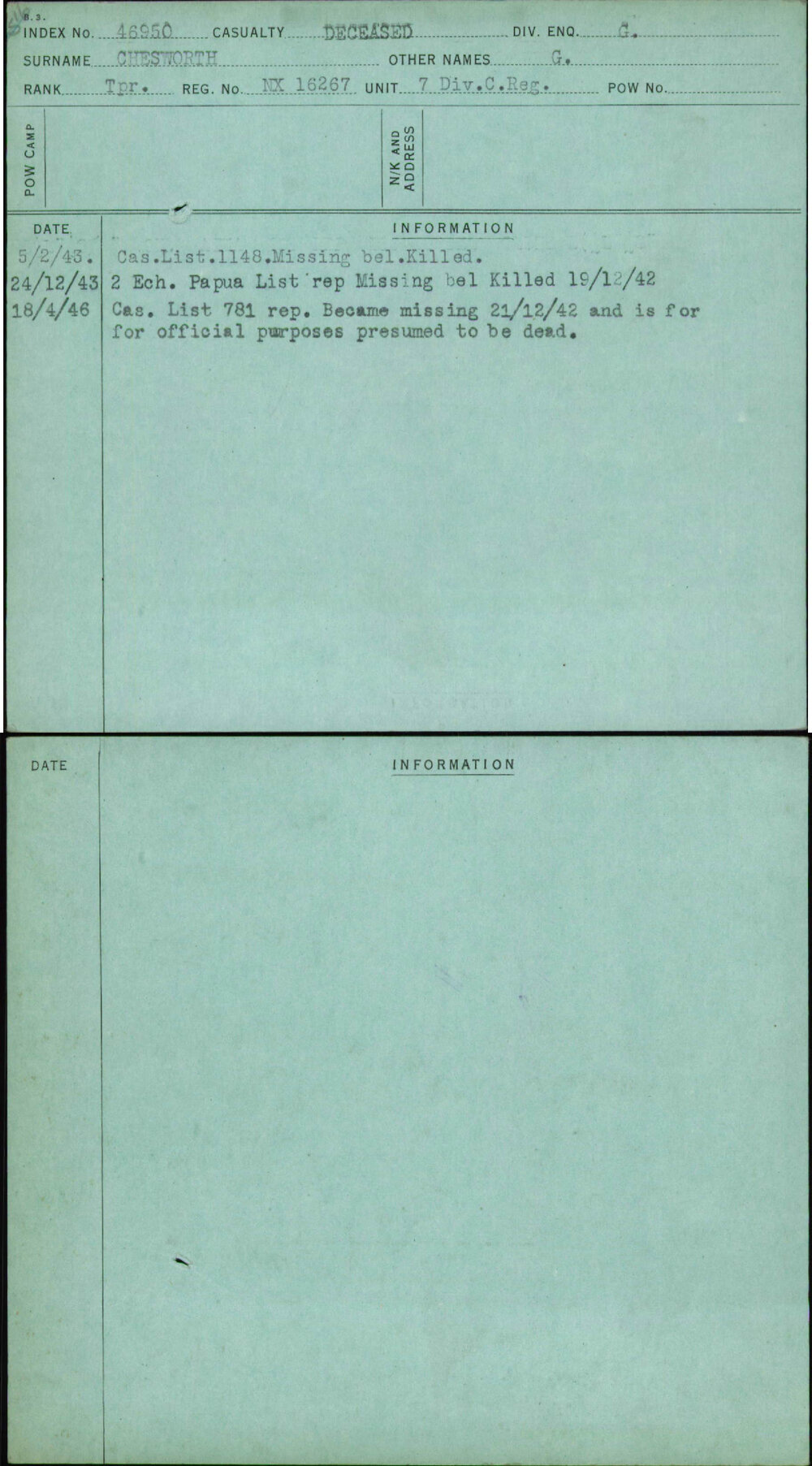 Chesworth, G, NX16267