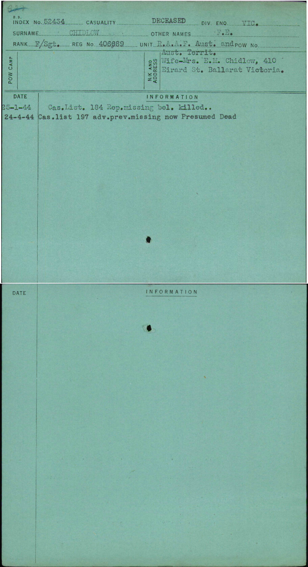 Chidlow, F E, 406689