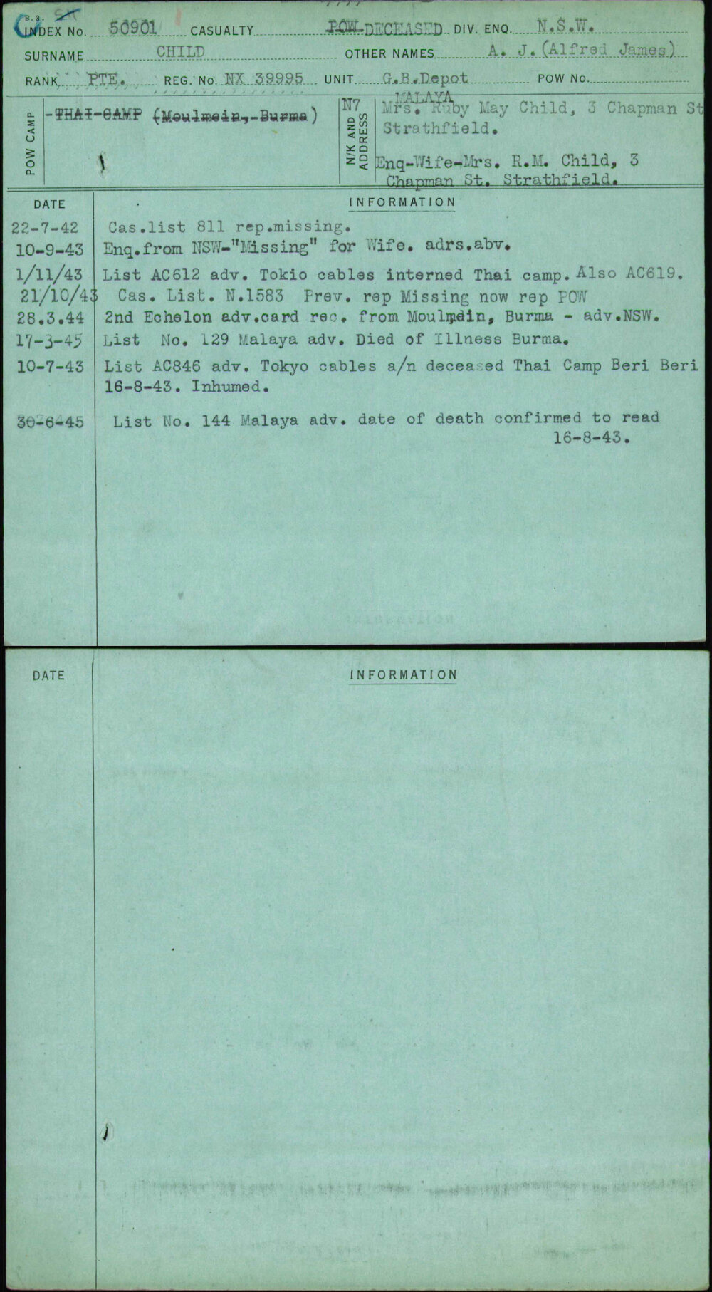 Child, A J (Alfred James), NX39995