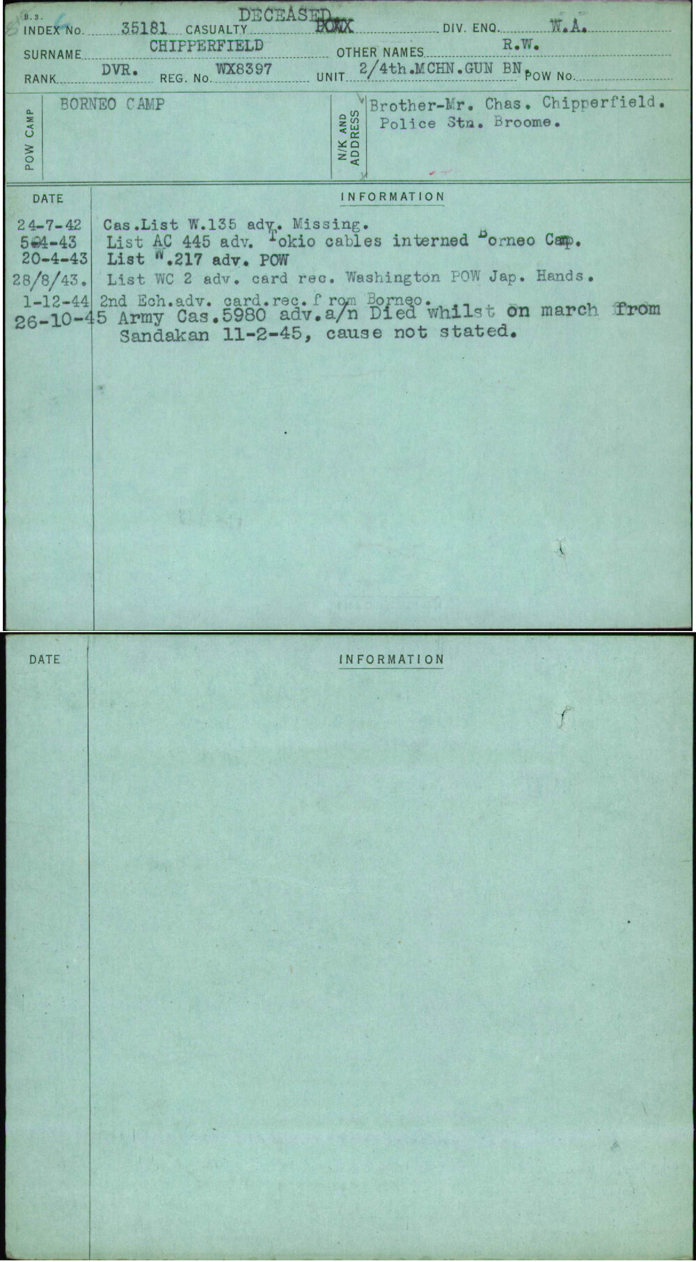 Chipperfield, R W, WX8397