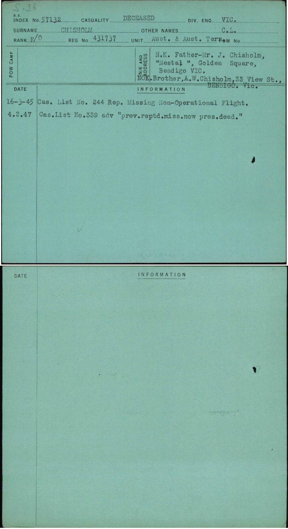 Chisholm, C L, 431737