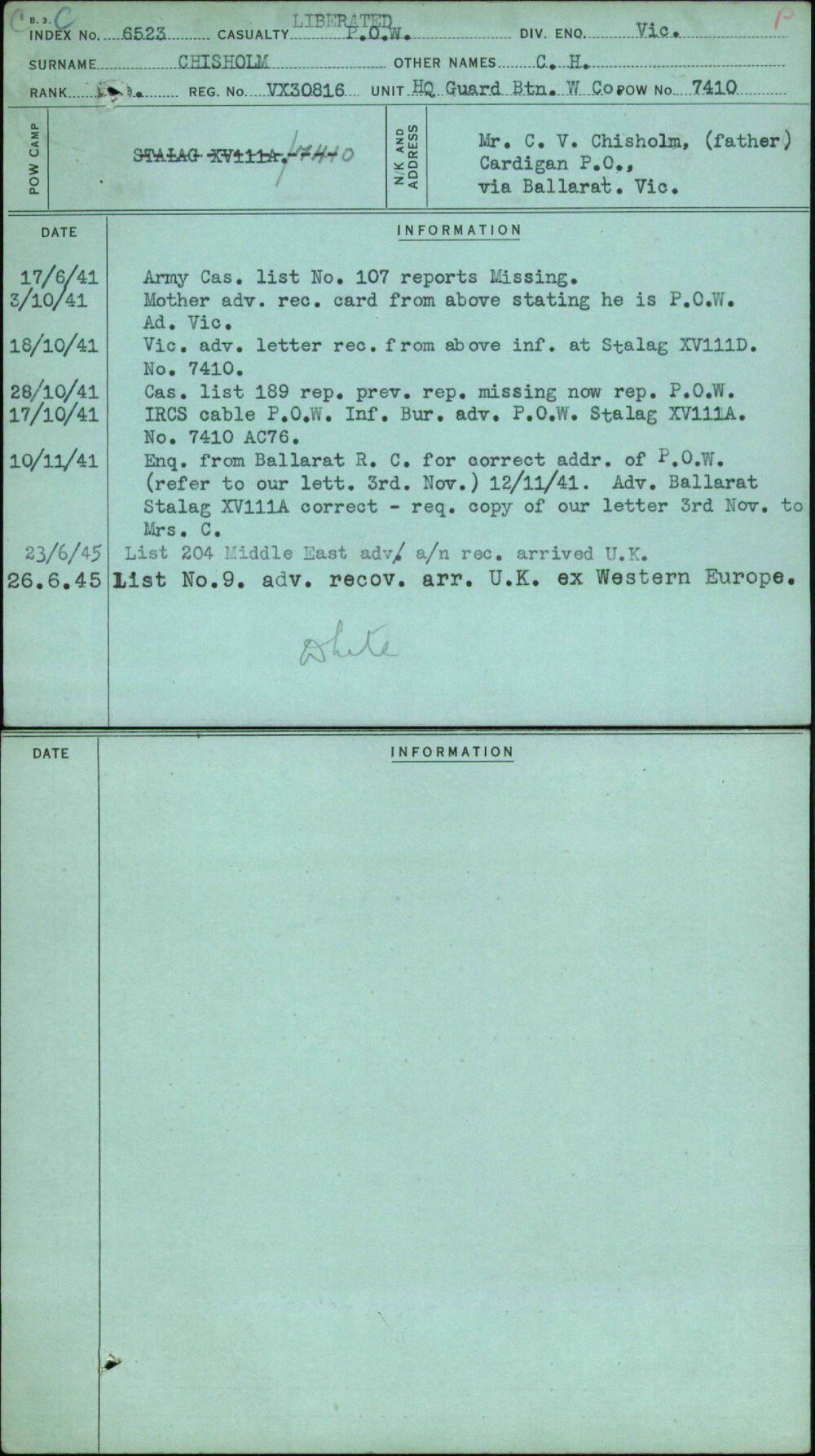 Chisholm, C H, VX30816