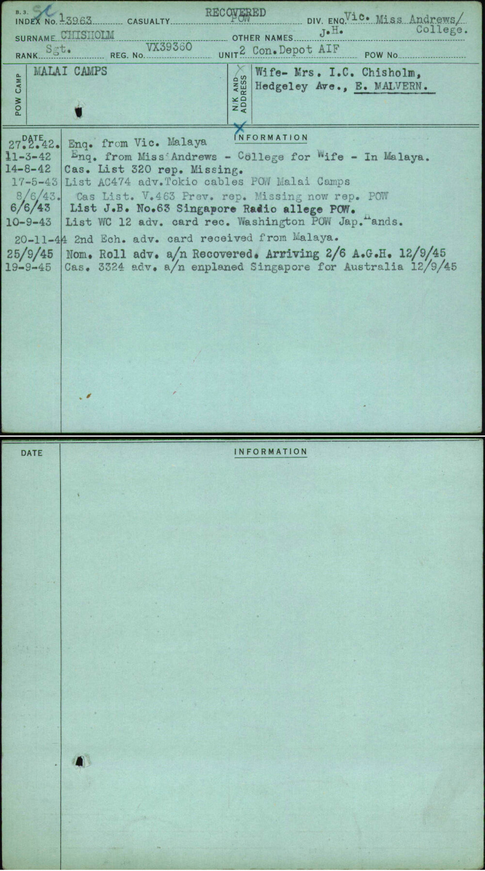 Chisholm, J H, VX39360