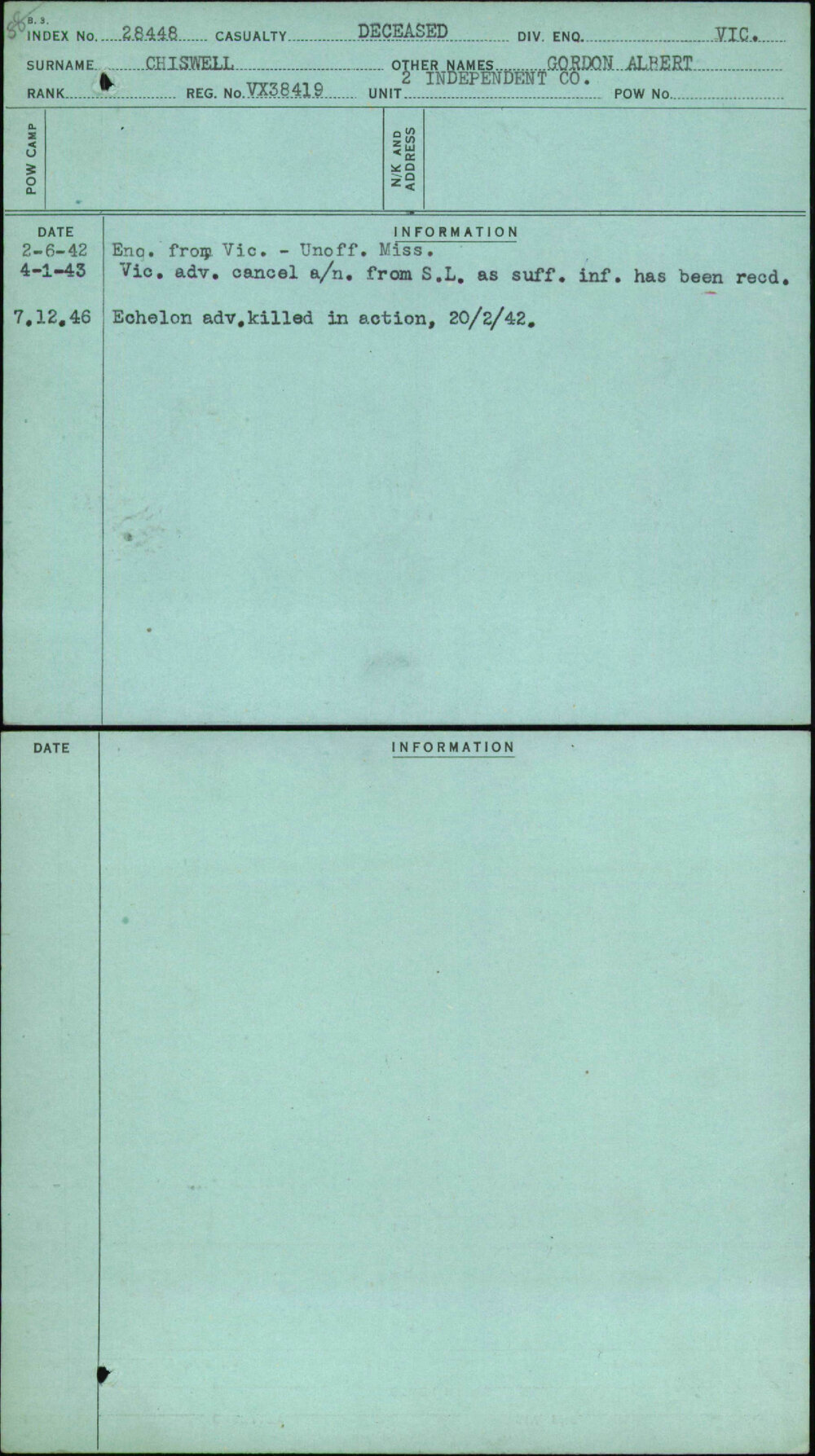 Chiswell, Gordon Albert, VX38419