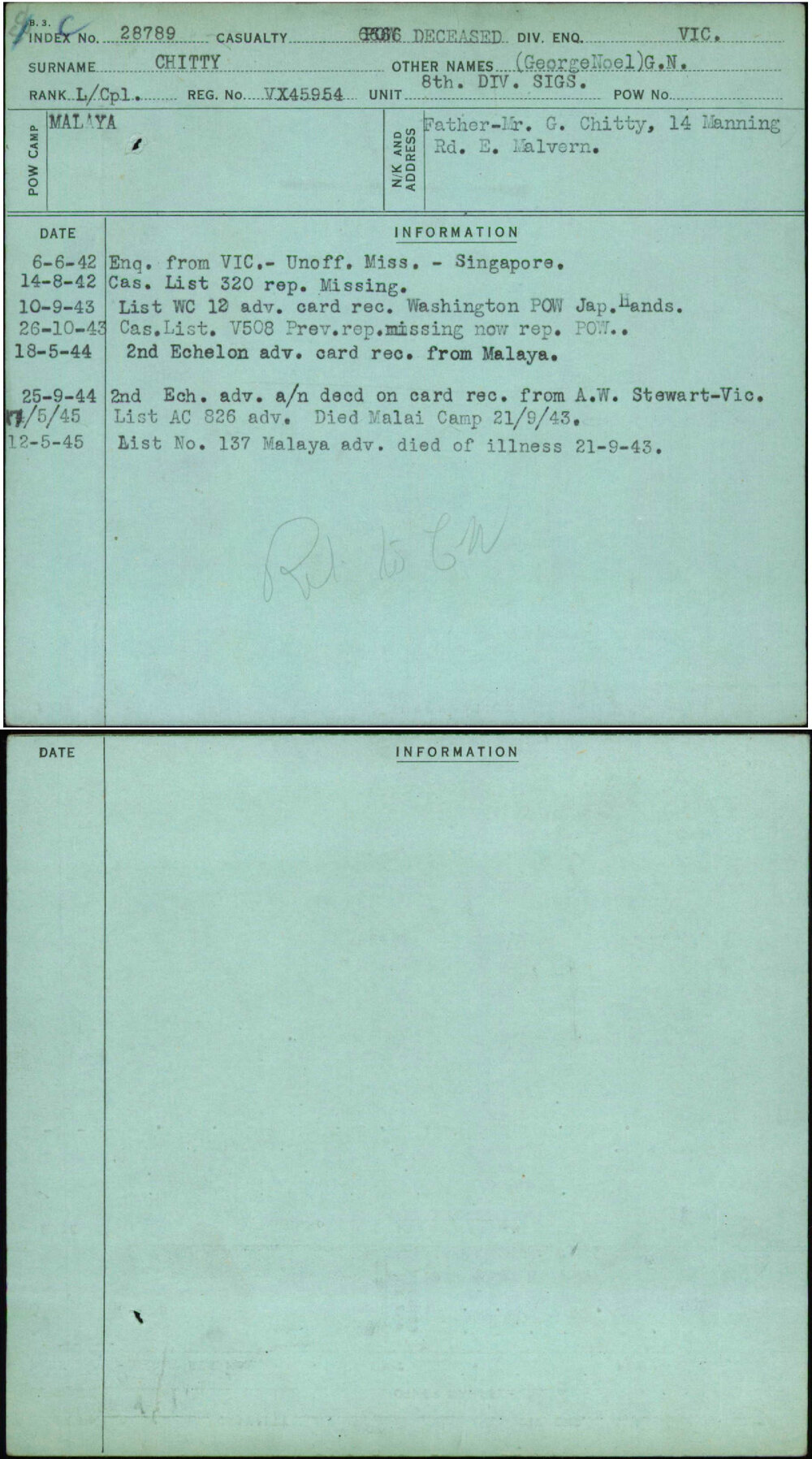 Chitty, (Georgenoel)G N, VX45954
