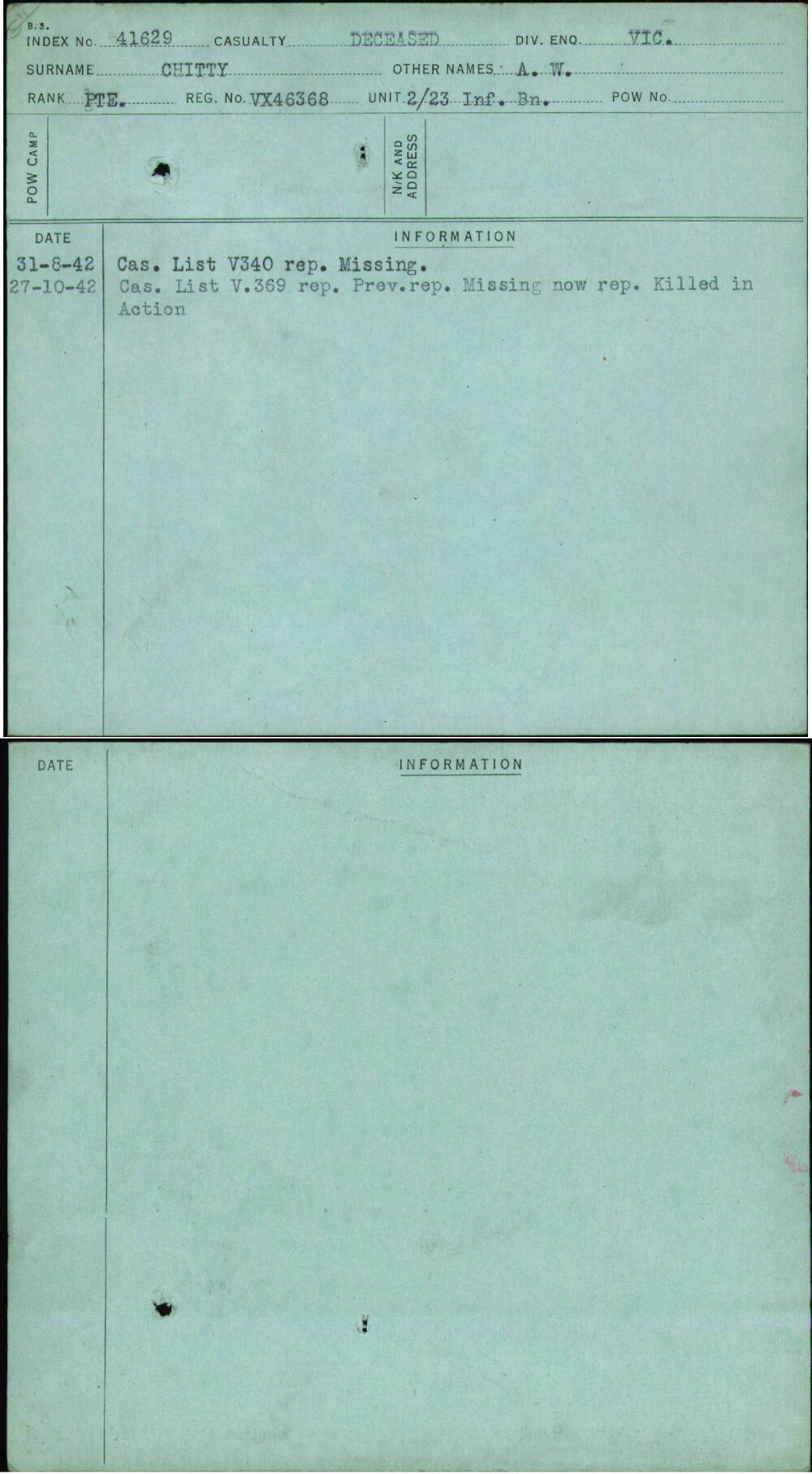 Chitty, A W, VX46368