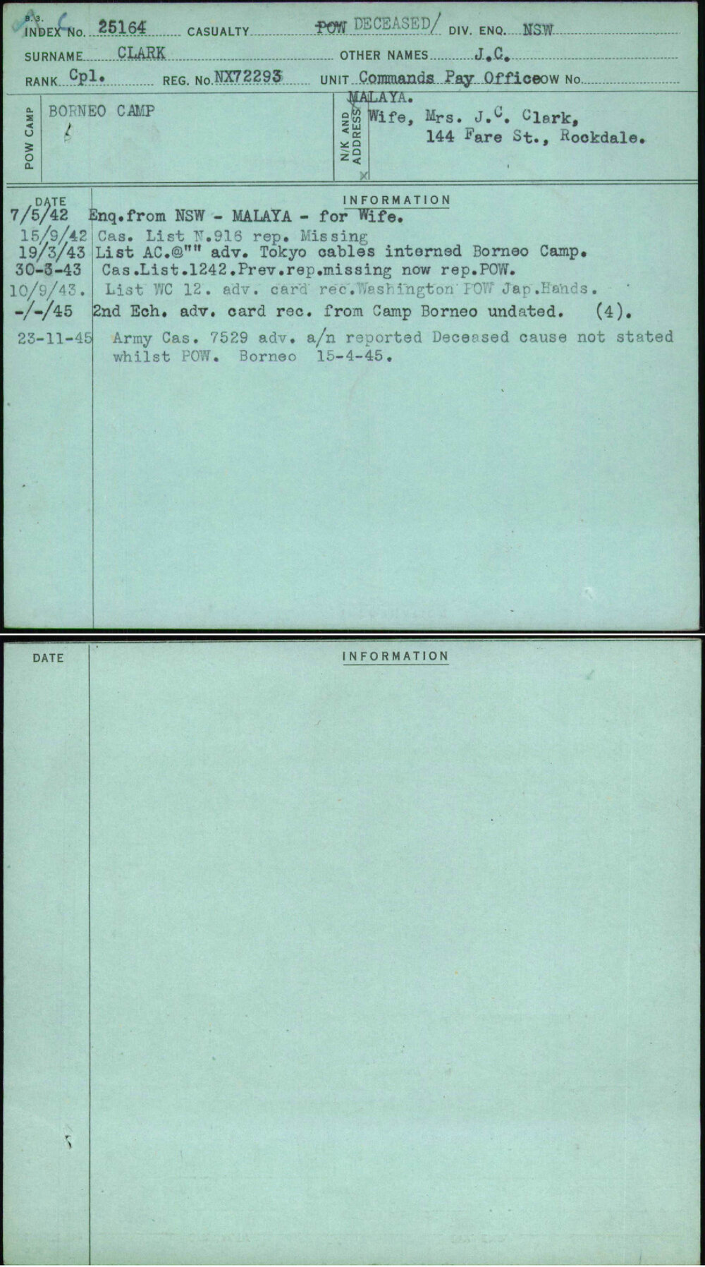 Clark, J C, NX72293