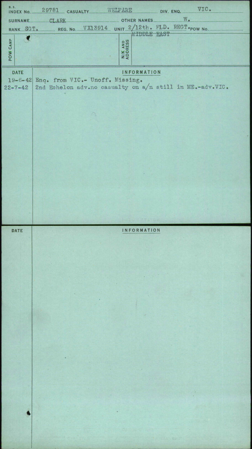 Clark, W, VX13914