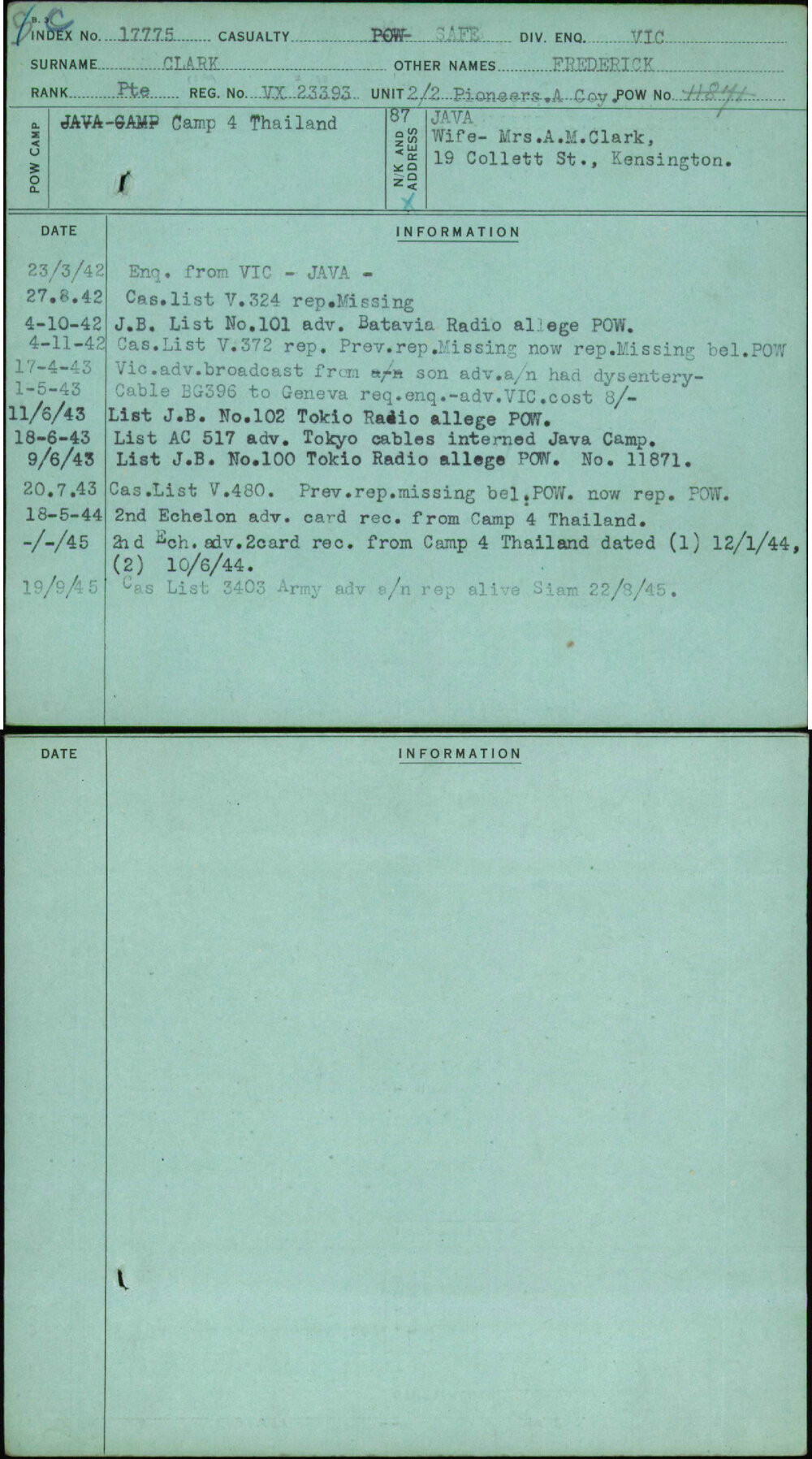 Clark, Frederick, VX23393
