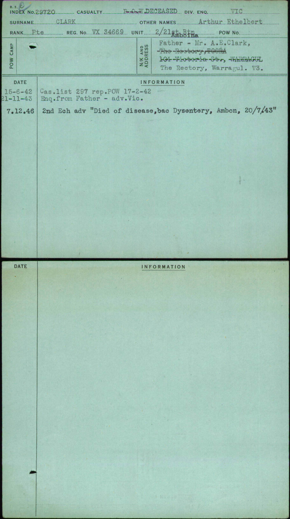 Clark, Arthur Ethelbert, VX34669