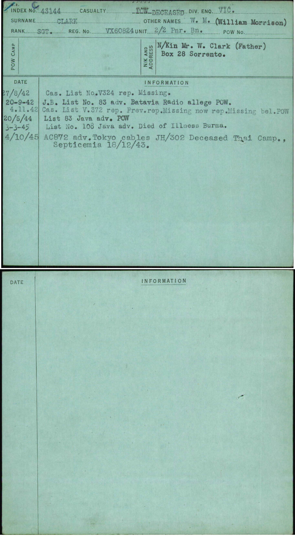 Clark, W M (William Morrison), VX60824