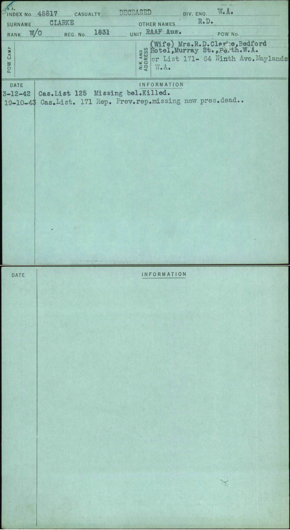 Clarke, R D, 1831