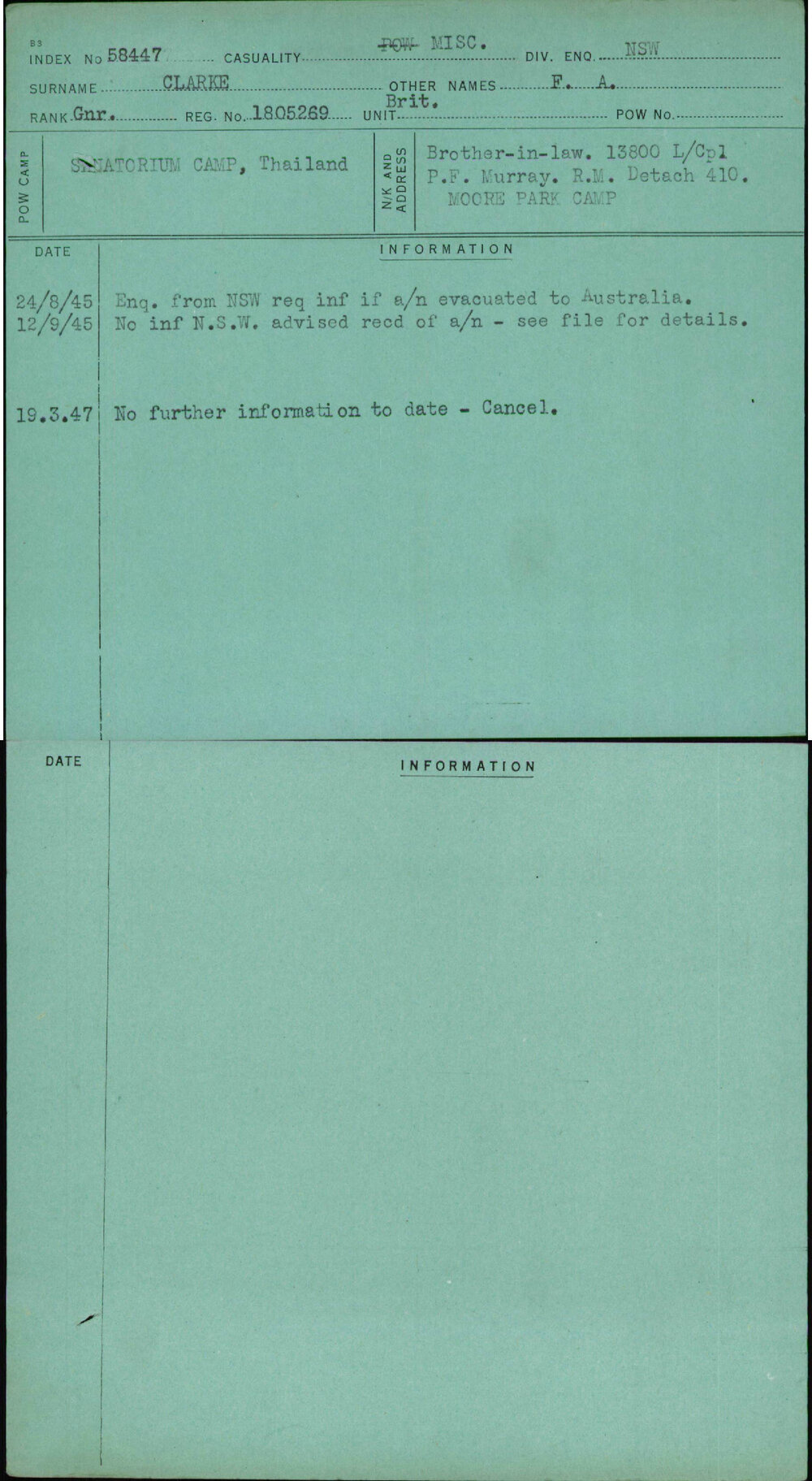 Clarke, F A, 1805269