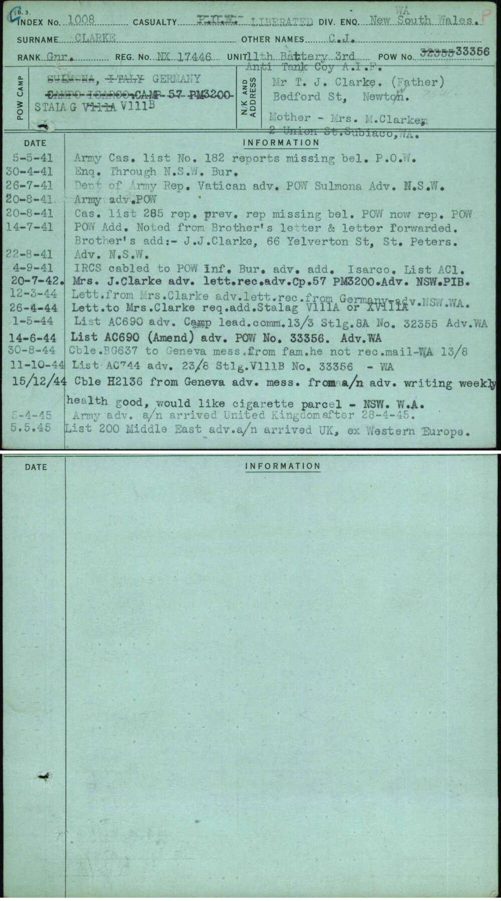 Clarke, C J, NX17446