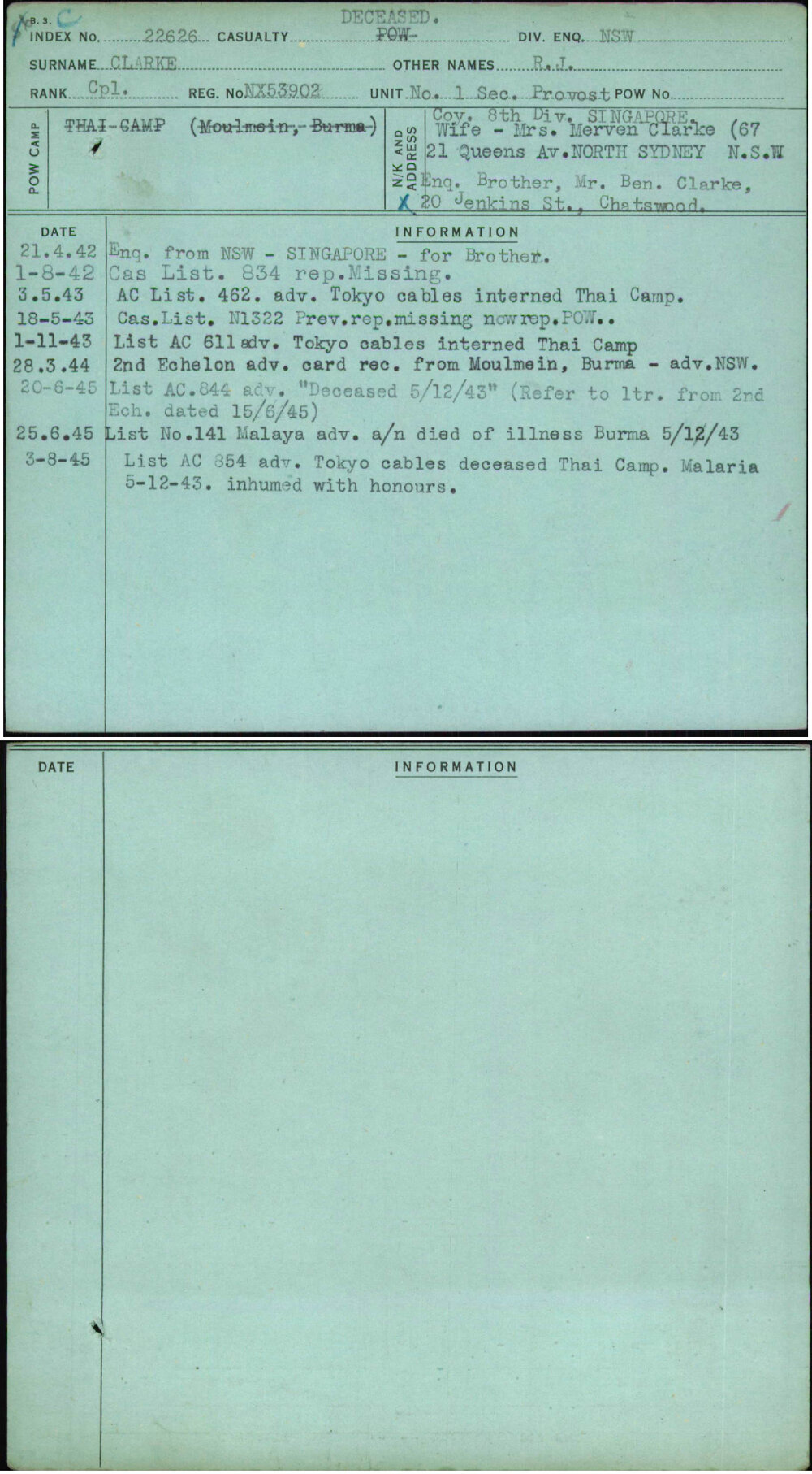 Clarke, R J, NX53902