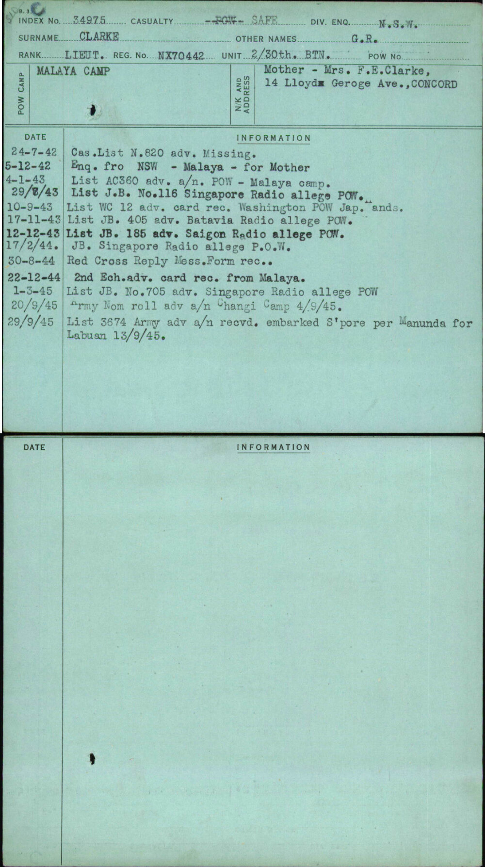 Clarke, G R, NX70442